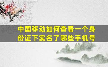 中国移动如何查看一个身份证下实名了哪些手机号