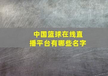 中国篮球在线直播平台有哪些名字