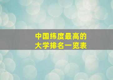 中国纬度最高的大学排名一览表