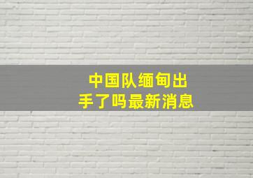 中国队缅甸出手了吗最新消息