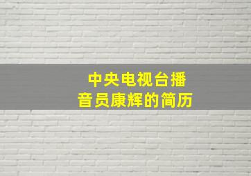 中央电视台播音员康辉的简历