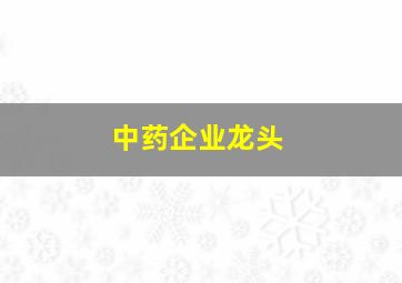 中药企业龙头