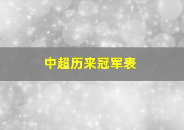 中超历来冠军表