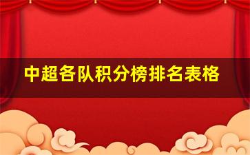 中超各队积分榜排名表格