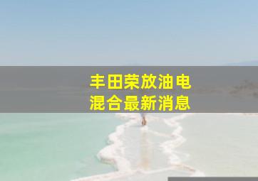 丰田荣放油电混合最新消息