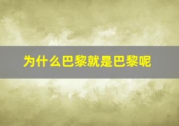 为什么巴黎就是巴黎呢