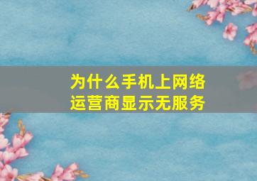 为什么手机上网络运营商显示无服务