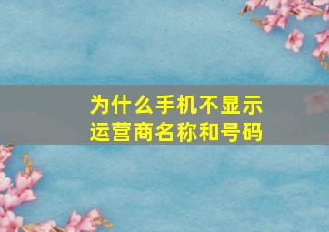 为什么手机不显示运营商名称和号码