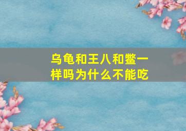 乌龟和王八和鳖一样吗为什么不能吃