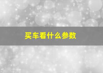 买车看什么参数