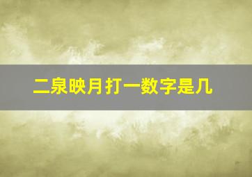 二泉映月打一数字是几