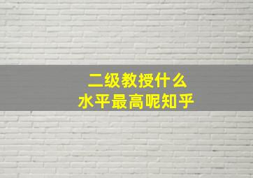 二级教授什么水平最高呢知乎