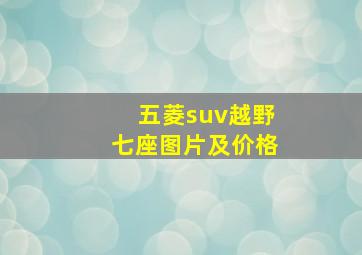 五菱suv越野七座图片及价格