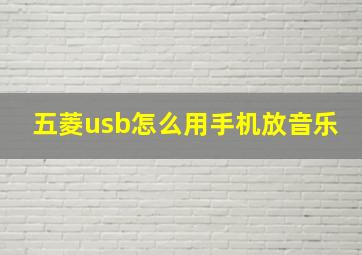 五菱usb怎么用手机放音乐