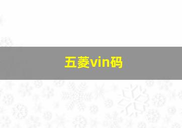 五菱vin码