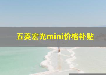 五菱宏光mini价格补贴