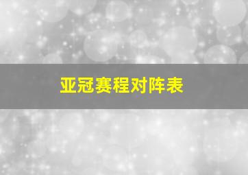 亚冠赛程对阵表