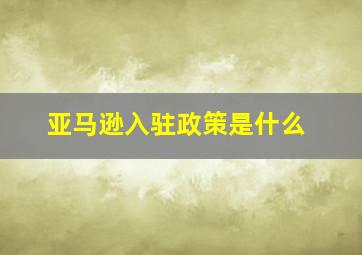 亚马逊入驻政策是什么