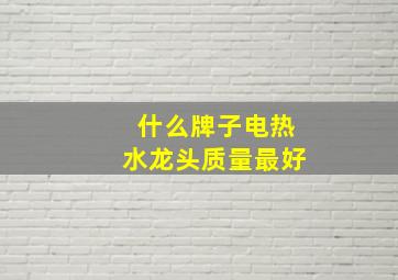 什么牌子电热水龙头质量最好