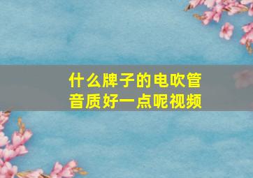 什么牌子的电吹管音质好一点呢视频