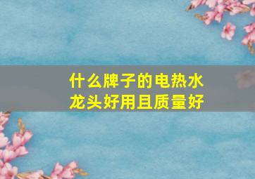 什么牌子的电热水龙头好用且质量好