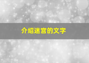 介绍迷宫的文字