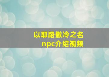 以耶路撒冷之名npc介绍视频