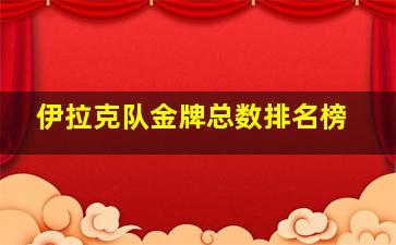 伊拉克队金牌总数排名榜