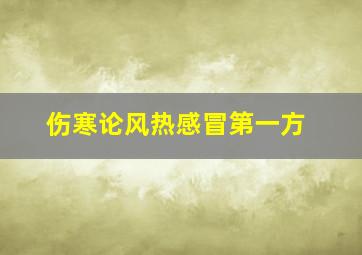 伤寒论风热感冒第一方