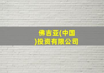 佛吉亚(中国)投资有限公司