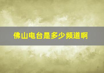 佛山电台是多少频道啊