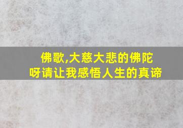 佛歌,大慈大悲的佛陀呀请让我感悟人生的真谛