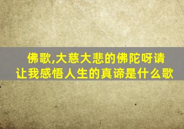 佛歌,大慈大悲的佛陀呀请让我感悟人生的真谛是什么歌