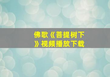 佛歌《菩提树下》视频播放下载