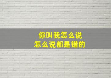 你叫我怎么说怎么说都是错的