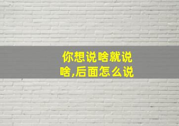 你想说啥就说啥,后面怎么说