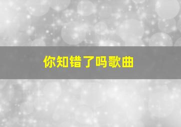 你知错了吗歌曲