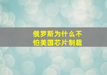 俄罗斯为什么不怕美国芯片制裁