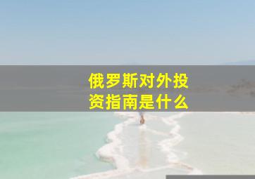 俄罗斯对外投资指南是什么