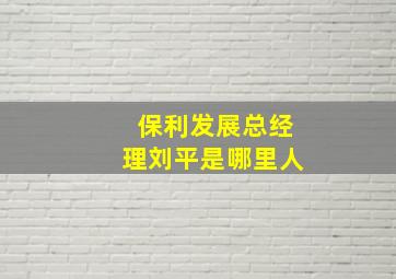 保利发展总经理刘平是哪里人