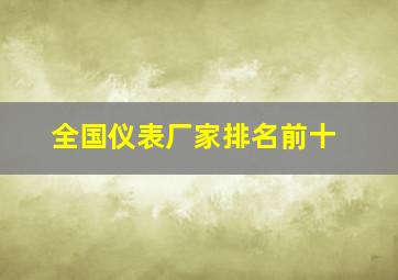 全国仪表厂家排名前十