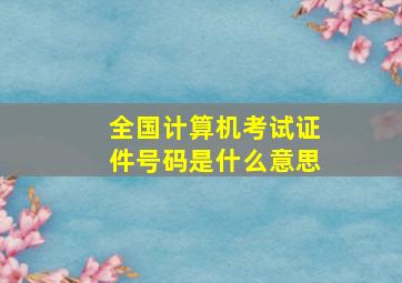 全国计算机考试证件号码是什么意思