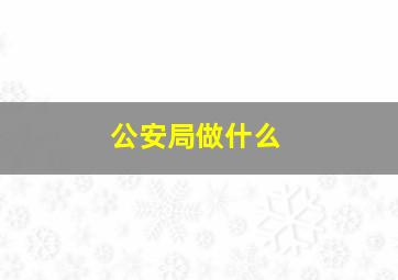 公安局做什么