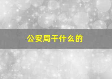 公安局干什么的