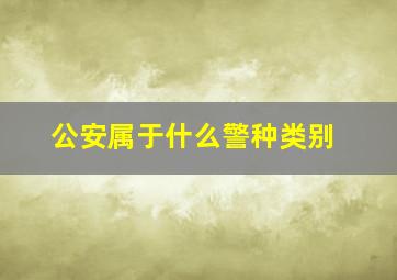 公安属于什么警种类别