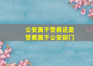 公安属于警察还是警察属于公安部门