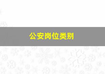 公安岗位类别