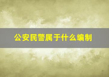 公安民警属于什么编制