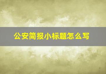 公安简报小标题怎么写