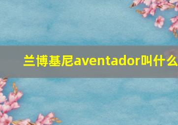 兰博基尼aventador叫什么